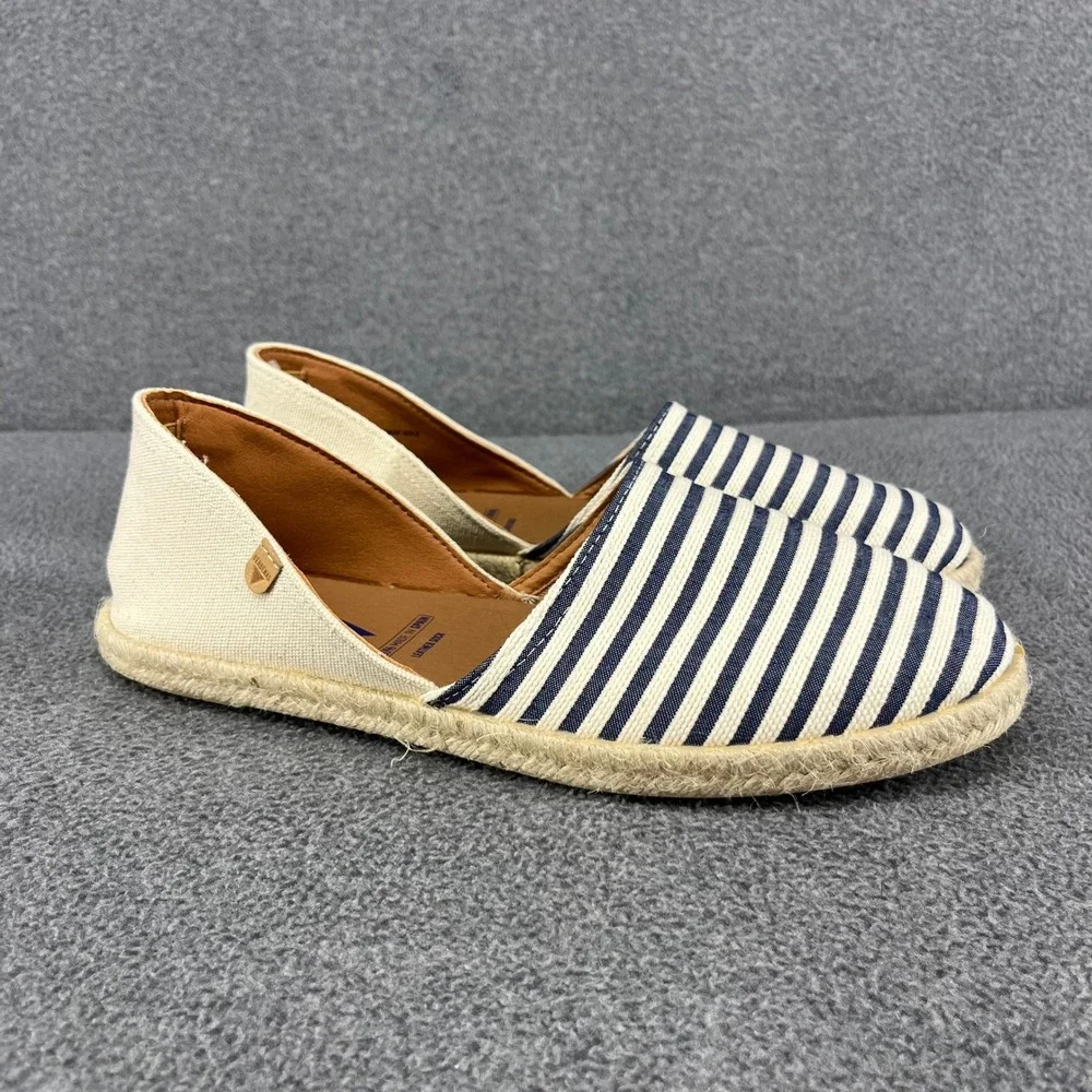 Verbenas Carmen Espadrilles Womens 41 Blue Cream Striped Canvas Flats Spain Jute